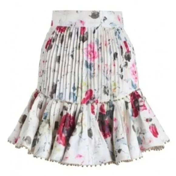 RARE Zimmermann Mischief Tuck Beaded Linen Skirt Size 0 XS b161 - Picture 1 of 13